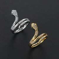 Stainless Steel Simple Style Sports Snake Inlay Zircon Open Rings main image 3
