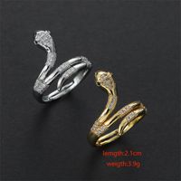 Stainless Steel Simple Style Sports Snake Inlay Zircon Open Rings main image 2