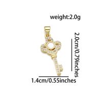 1 Piece Copper Zircon 18K Gold Plated Key Pendant sku image 5