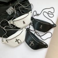 Women's Streetwear Cross Solid Color Skull Pu Leather Waist Bags main image 4