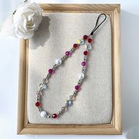 Elegant Sweet Color Block Arylic Artificial Crystal Beaded Handmade Keychain main image 4