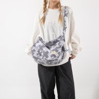Women's Cloth Color Block Streetwear Sewing Thread Zipper Shoulder Bag main image 3
