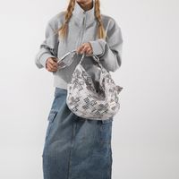 Women's Cloth Color Block Streetwear Sewing Thread Zipper Shoulder Bag main image 6