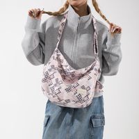 Women's Cloth Color Block Streetwear Sewing Thread Zipper Shoulder Bag sku image 3