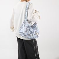Women's Cloth Color Block Streetwear Sewing Thread Zipper Shoulder Bag sku image 4
