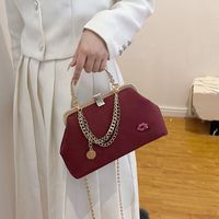 Women's Pu Leather Solid Color Classic Style Sewing Thread Chain Lock Clasp Evening Bag main image 4