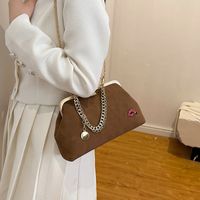 Women's Pu Leather Solid Color Classic Style Sewing Thread Chain Lock Clasp Evening Bag main image 5