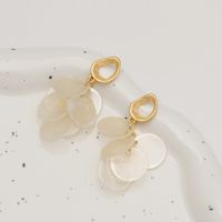 1 Pair Simple Style Classic Style Round Shell Copper 18K Gold Plated Drop Earrings main image 7