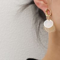 1 Pair Simple Style Classic Style Round Shell Copper 18K Gold Plated Drop Earrings main image 5