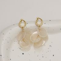 1 Pair Simple Style Classic Style Round Shell Copper 18K Gold Plated Drop Earrings main image 6