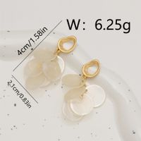 1 Pair Simple Style Classic Style Round Shell Copper 18K Gold Plated Drop Earrings sku image 1