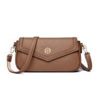 Women's Pu Leather Solid Color Classic Style Sewing Thread Metal Button Flip Cover Crossbody Bag sku image 5