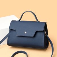 Women's Pu Leather Solid Color Classic Style Sewing Thread Flip Cover Handbag main image 2