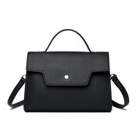Women's Pu Leather Solid Color Classic Style Sewing Thread Flip Cover Handbag sku image 1