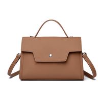 Women's Pu Leather Solid Color Classic Style Sewing Thread Flip Cover Handbag sku image 4