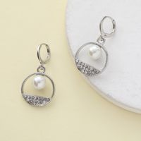 1 Piece Sweet Simple Style Round Letter Bow Knot Hollow Out Inlay Alloy Pearl Zircon Drop Earrings main image 4