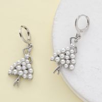 1 Piece Sweet Simple Style Round Letter Bow Knot Hollow Out Inlay Alloy Pearl Zircon Drop Earrings main image 8