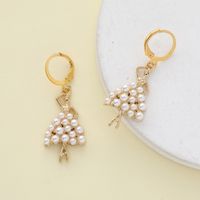 1 Piece Sweet Simple Style Round Letter Bow Knot Hollow Out Inlay Alloy Pearl Zircon Drop Earrings main image 7