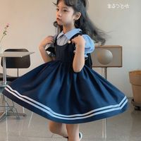 Princess Cute Embroidery 2 In 1 Big Bow Cotton Blend Girls Dresses main image 3