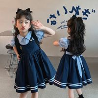 Princess Cute Embroidery 2 In 1 Big Bow Cotton Blend Girls Dresses sku image 1