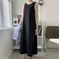 Women's Regular Dress Casual Simple Style Round Neck Sleeveless Solid Color Midi Dress Holiday main image 1