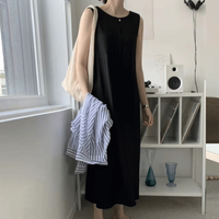 Women's Regular Dress Casual Simple Style Round Neck Sleeveless Solid Color Midi Dress Holiday main image 5