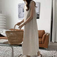 Women's Regular Dress Casual Simple Style Round Neck Sleeveless Solid Color Midi Dress Holiday main image 4