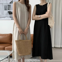 Women's Regular Dress Casual Simple Style Round Neck Sleeveless Solid Color Midi Dress Holiday main image 3