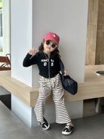 Casual Letter Stripe Simple Printing Stripe Cotton Girls Clothing Sets main image 1
