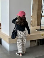 Casual Letter Stripe Simple Printing Stripe Cotton Girls Clothing Sets main image 2