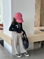 Casual Letter Stripe Simple Printing Stripe Cotton Girls Clothing Sets main image 3