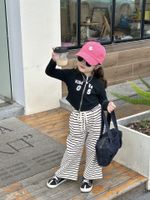 Casual Letter Stripe Simple Printing Stripe Cotton Girls Clothing Sets main image 5