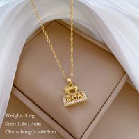 Wholesale IG Style Modern Style Bag Flower Titanium Steel Copper Hollow Out Inlay Artificial Gemstones Pendant Necklace main image 2