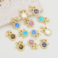 1 Piece Copper Zircon 18K Gold Plated Owl Pendant main image 7