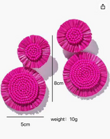 1 Pair IG Style Korean Style Round Raffia Seed Bead Drop Earrings main image 3