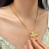 304 Stainless Steel 18K Gold Plated Vintage Style Cross None Pendant Necklace main image 3