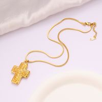304 Stainless Steel 18K Gold Plated Vintage Style Cross None Pendant Necklace main image 5