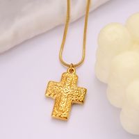 304 Stainless Steel 18K Gold Plated Vintage Style Cross None Pendant Necklace main image 6