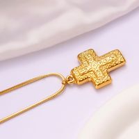 304 Stainless Steel 18K Gold Plated Vintage Style Cross None Pendant Necklace main image 7