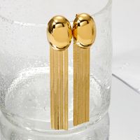 1 Pair Modern Style Geometric Solid Color Tassel 304 Stainless Steel 14K Gold Plated White Gold Plated Gold Plated Drop Earrings main image 4