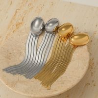 1 Pair Modern Style Geometric Solid Color Tassel 304 Stainless Steel 14K Gold Plated White Gold Plated Gold Plated Drop Earrings main image 6