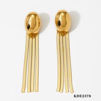 1 Pair Modern Style Geometric Solid Color Tassel 304 Stainless Steel 14K Gold Plated White Gold Plated Gold Plated Drop Earrings main image 5