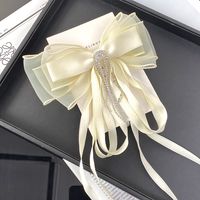 Women's Elegant Bow Knot Organza Inlay Rhinestones Hair Clip sku image 1