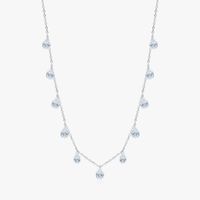 Sterling Silver Rhodium Plated Elegant Wedding Simple Style Zircon Water Droplets Necklace sku image 1