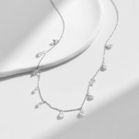 Sterling Silver Rhodium Plated Elegant Wedding Simple Style Zircon Water Droplets Necklace main image 3