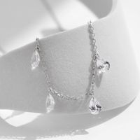 Sterling Silver Rhodium Plated Elegant Wedding Simple Style Zircon Water Droplets Necklace main image 5