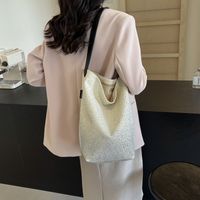 Women's Cloth Solid Color Classic Style Sewing Thread Bucket Zipper Bucket Bag sku image 1
