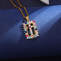 Wholesale Classic Style Cross Heart Shape Crown 304 Stainless Steel Copper Inlay 18K Gold Plated Zircon Pendant Necklace sku image 6