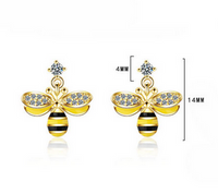 1 Pair Cute Lady Modern Style Bee Epoxy Inlay Copper Zircon Drop Earrings main image 2