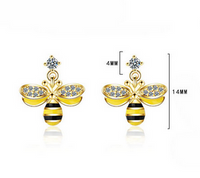 1 Paire Mignon Dame Style Moderne Abeille Époxy Incruster Le Cuivre Zircon Boucles D'oreilles main image 2